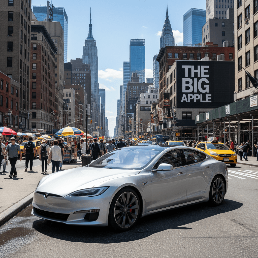 Car on New York City street