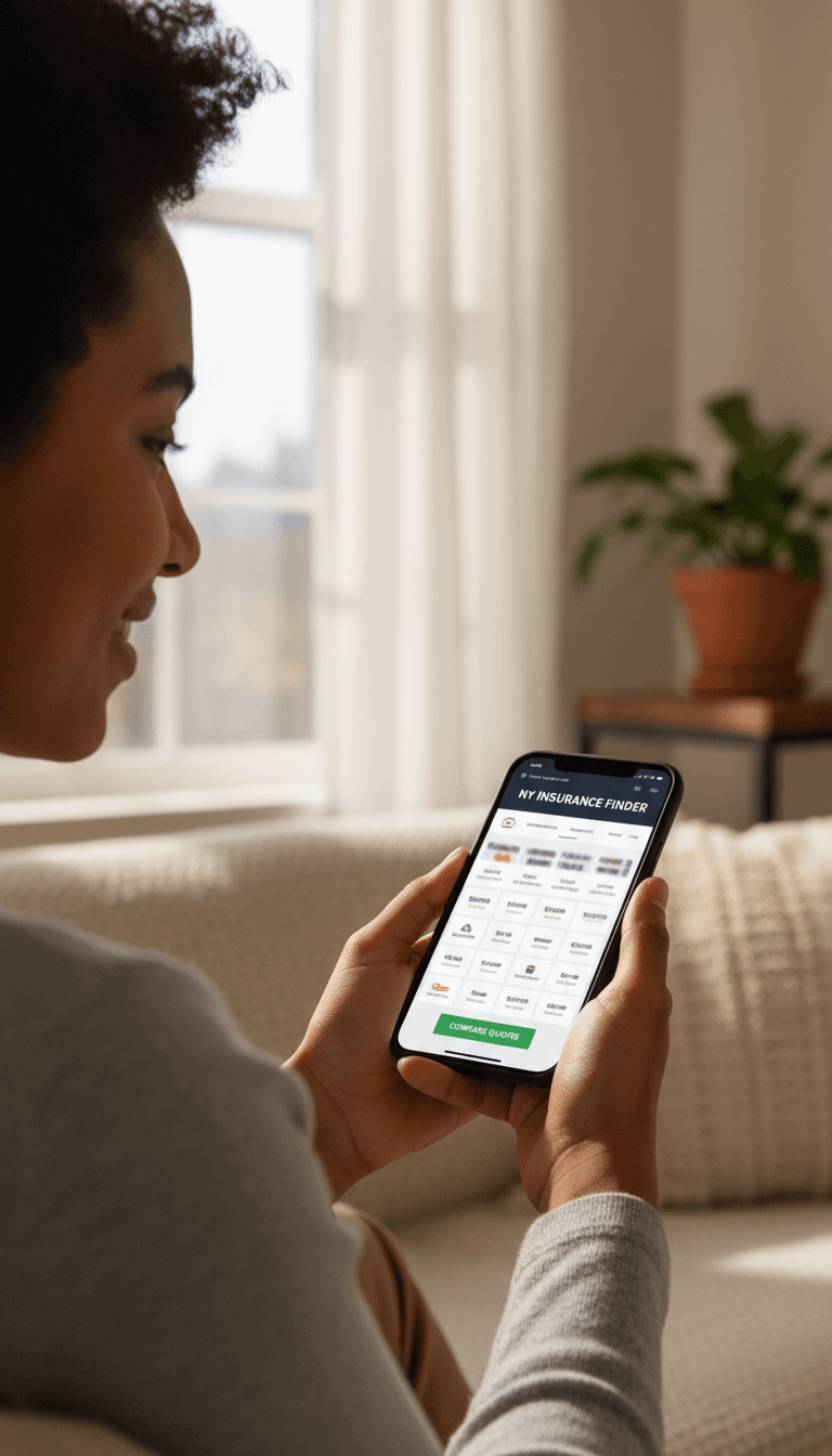 Person reviewing car insurance quotes on smartphone