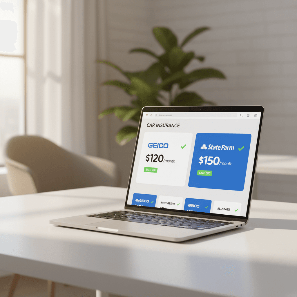 NY Insurance Finder comparison dashboard on laptop screen