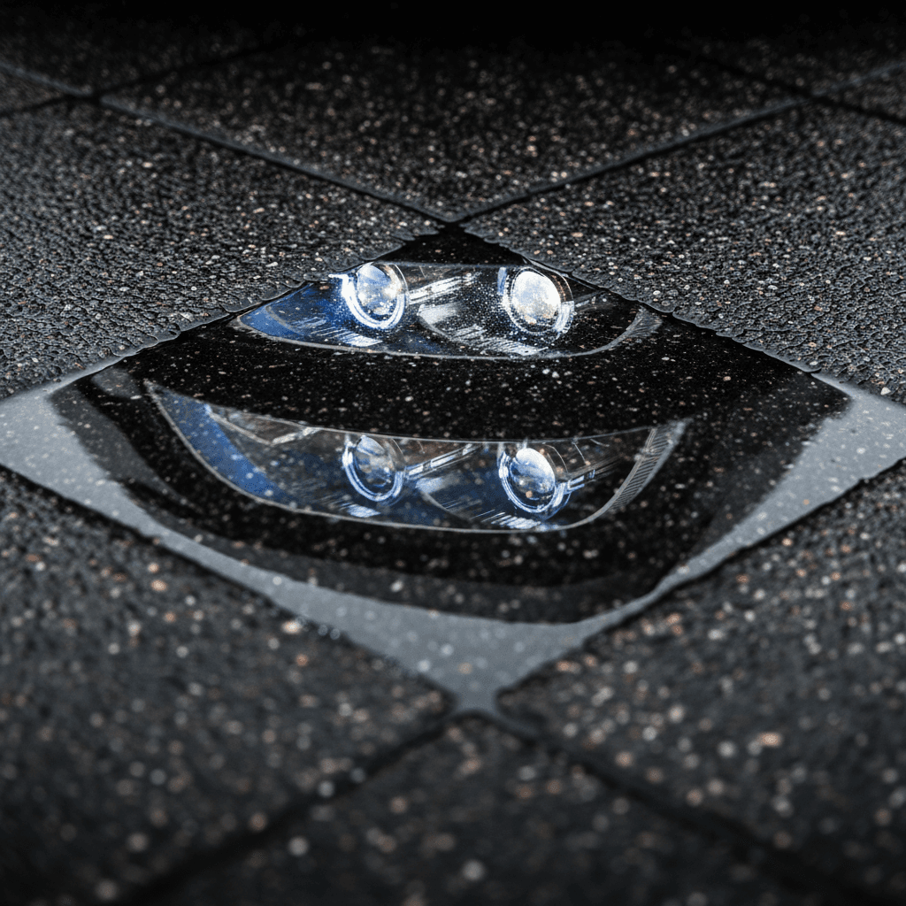 Liability coverage - car headlight on wet road