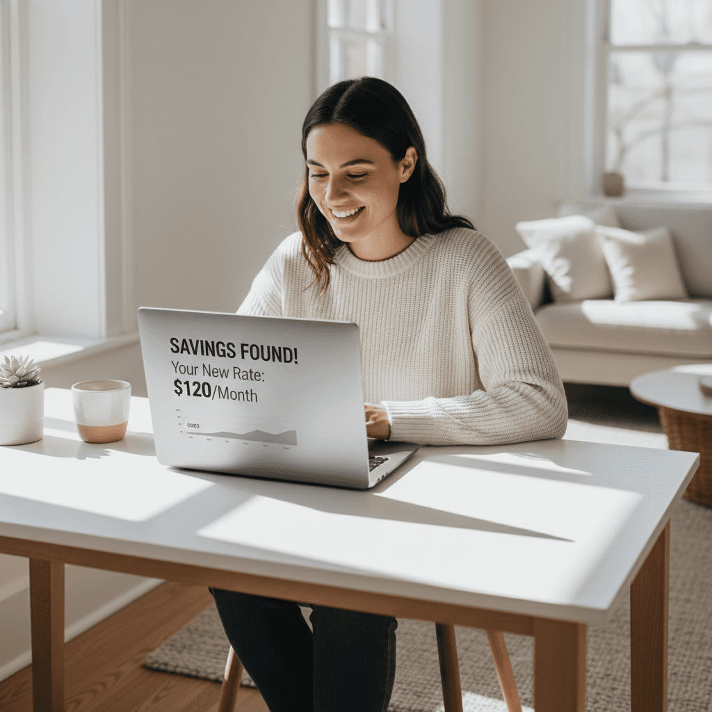 Person reviewing car insurance quotes on laptop at home